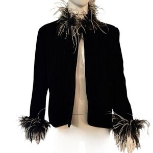 Halston 111 Light Velvet and Feathered Evening Jacket
